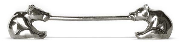 Poggia posate da tavola - orsetti con barra, grigio, Metallo (Peltro), cm 10.5 x h 2