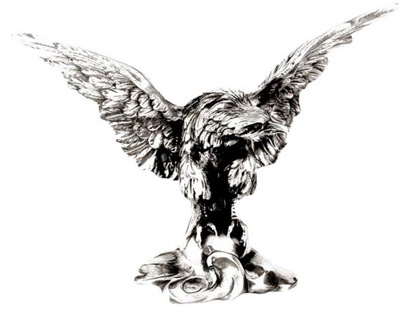 Metall Skulptur - Adler, Grau, Zinn, cm 21 x h 15