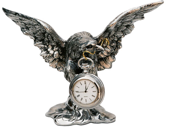 Pocket watch stand - eagle, grey, Pewter / Britannia Metal, cm 21 x h 15