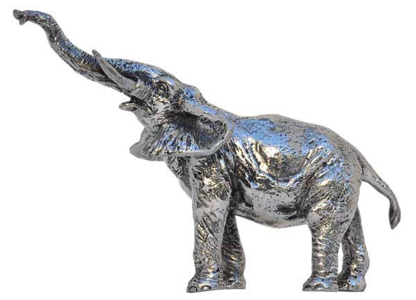 Statuetta - elefante che barrisce, grigio, Metallo (Peltro), cm 19x13