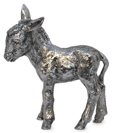 Metall Skulptur - Esel, Grau, Zinn, cm 12,5x15