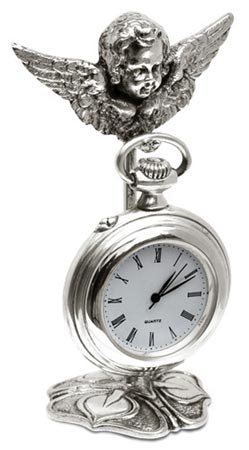 Pocket watch stand - angel, grey, Pewter / Britannia Metal, cm 6x10