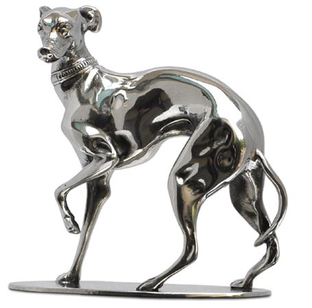 Statuette - greyhound on pewter base, grey, Pewter, cm 14x7x h 12
