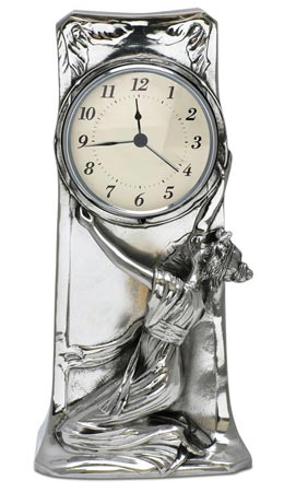 Horloge cheminée, gris, étain / Britannia Metal, cm h 27