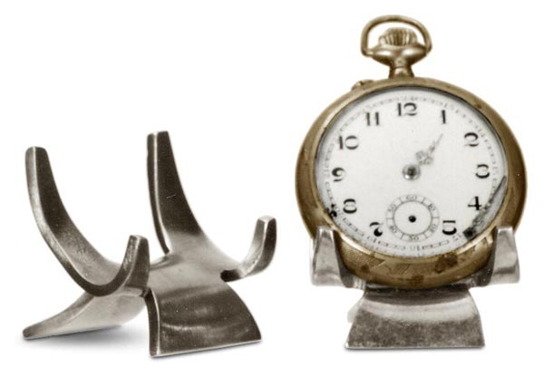 Porta reloj de bolsillo, gris, Estaño / Britannia Metal, cm 4,5x4,5