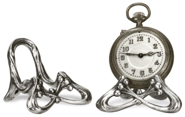Porta reloj de bolsillo, gris, Estaño / Britannia Metal, cm 6x4,3