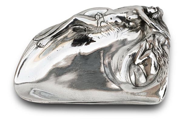 Jewelry holder tray - wood nymphs, grey, Pewter / Britannia Metal, cm 21x 15