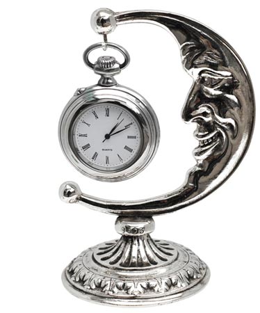Pocket watch stand - moon, grey, Pewter / Britannia Metal, cm 8,5x12