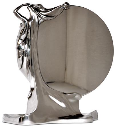 Table top mirror - lady, grey, Pewter / Britannia Metal, cm 34x29