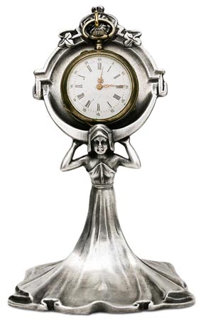 Porta reloj de bolsillo, gris, Estaño / Britannia Metal, cm 12
