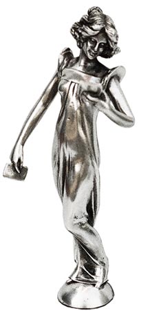 Statuette - woman with letter, grey, Pewter / Britannia Metal, cm h 16