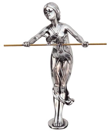 Statuetta - donnina con barra, grigio, Metallo (Peltro) / Britannia Metal, cm 17.5