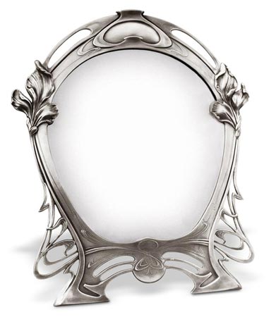 Vanity mirror - lily, grey, Pewter / Britannia Metal, cm 36,5x h 43,5