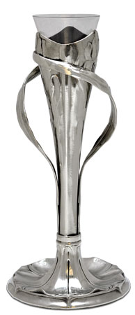 Vase pour fleurs art deco, gris, étain / Britannia Metal, cm h 27,5