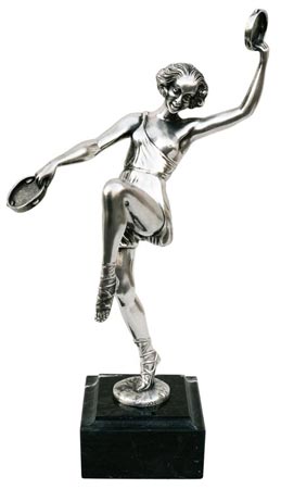 Statuette - danceur avec tambourin, gris et noir, étain / Britannia Metal et Marbre, cm h 28