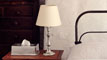 Table lamp with raw silk shade grey, cm h 49