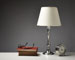 Table lamp with raw silk shade (Pewter) 
