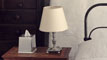 Ball feet desk lamp with raw silk grey, cm h 34