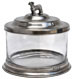 Biscuit jar, Pewter and Glass
