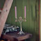 Канделябр Эйфель на 2 свечи (с цветами) серый, cm h 29,5