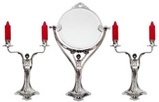 Espejo de vanidad (biselado) - mujer, gris