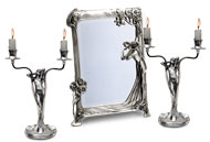 Espejo de vanidad (biselado) - mujer, gris