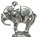 Elephant relief statuette, Pewter