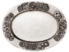 oval tray w/flower dec.