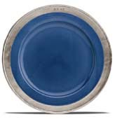 Teller flach (blau) mit Ring aus Metall