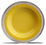 Suppenteller gelb mit Ring aus Metall