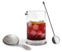 bicchiere + cucchiaio + colino da cocktail
