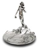 jewelry stand tray - lady with letter and cyclamens