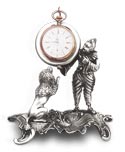 pocket watch stand - dog and clown