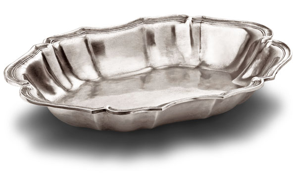 Grande coupe ovale, gris, étain, cm 34x25