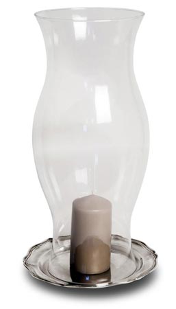 Windlicht, Grau, Zinn und Bleifreies Kristallglas, cm h 50 &Oslash;18  plate &Oslash;27