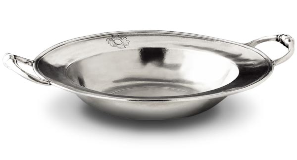 Bowl with handles, grey, Pewter, cm Ø19