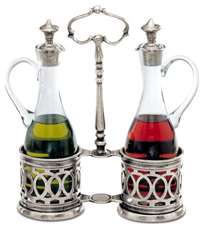 Oil & vinegar set, grey, Pewter and lead-free Crystal glass, cm h 23