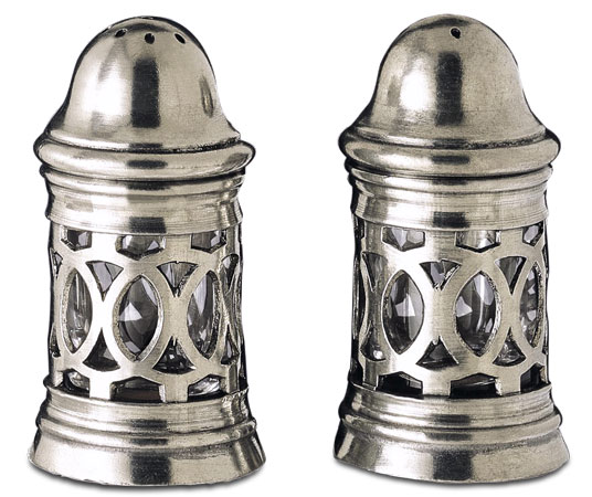 Saliere poivriere, gris, étain et Verre, cm h 8