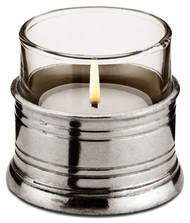 Tea light candle holder, grey, Pewter and lead-free Crystal glass, cm Ø 5