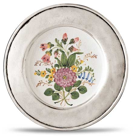 Decorative wall plate, grey and White, Pewter and Ceramic, cm &Oslash; 23