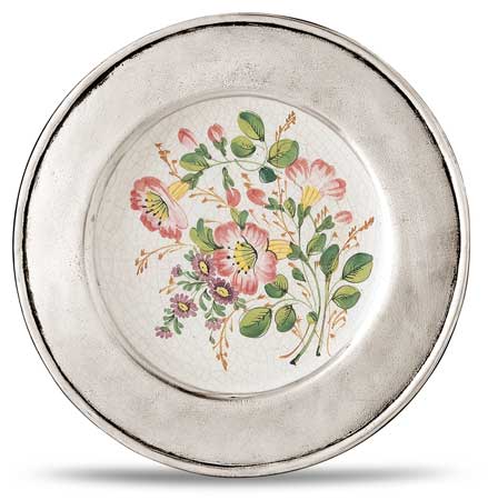 Decorative wall plate, grey and White, Pewter and Ceramic, cm &Oslash; 23