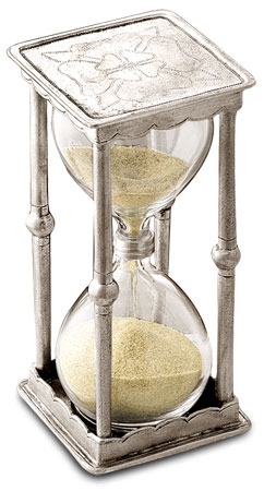 Stundenglas antik Stil, Grau, Zinn und Glas, cm h 16,5 - 10/12 minutes