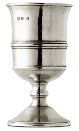 Bicchiere a calice, grigio, Metallo (Peltro), cm h 14 x cl 22