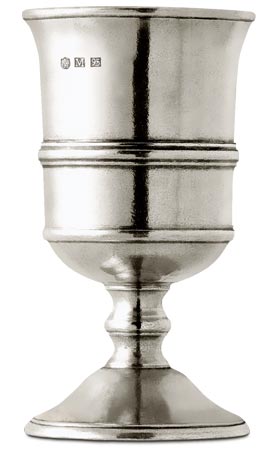 Bicchiere a calice, grigio, Metallo (Peltro), cm h 12 x cl 17,5