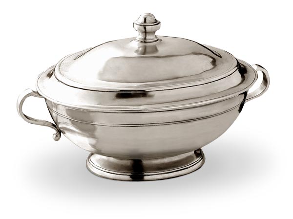 Oval tureen, grey, Pewter, cm 25 x 20 x lt 2,15