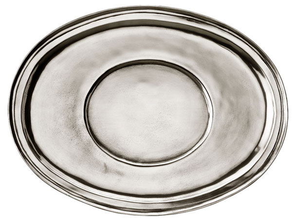 Oval tray for tureen, grey, Pewter, cm 34x25