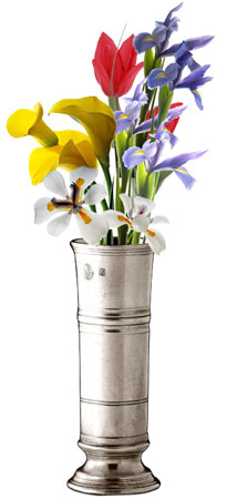 Footed cylinder vase, grey, Pewter, cm h 17