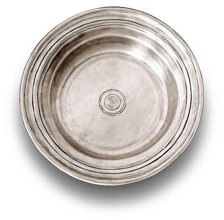 Round incised bowl, grey, Pewter, cm Ø 34