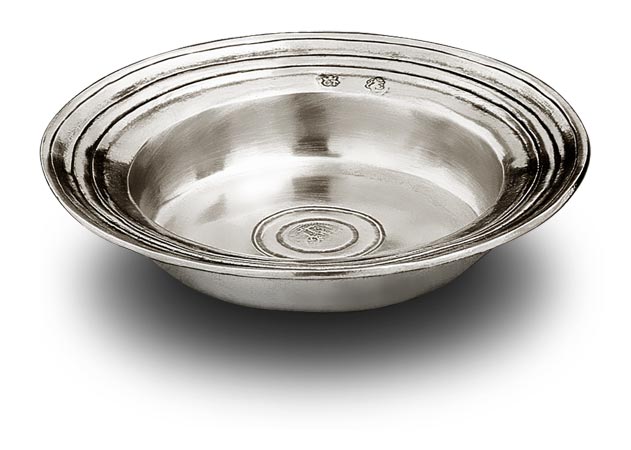 Round incised bowl/sm., grey, Pewter, cm Ø 16