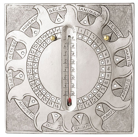 Calendrier, gris, étain et Verre, cm 20x20